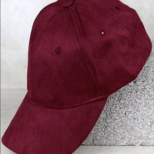 Burgundy Suede Baseball Cap